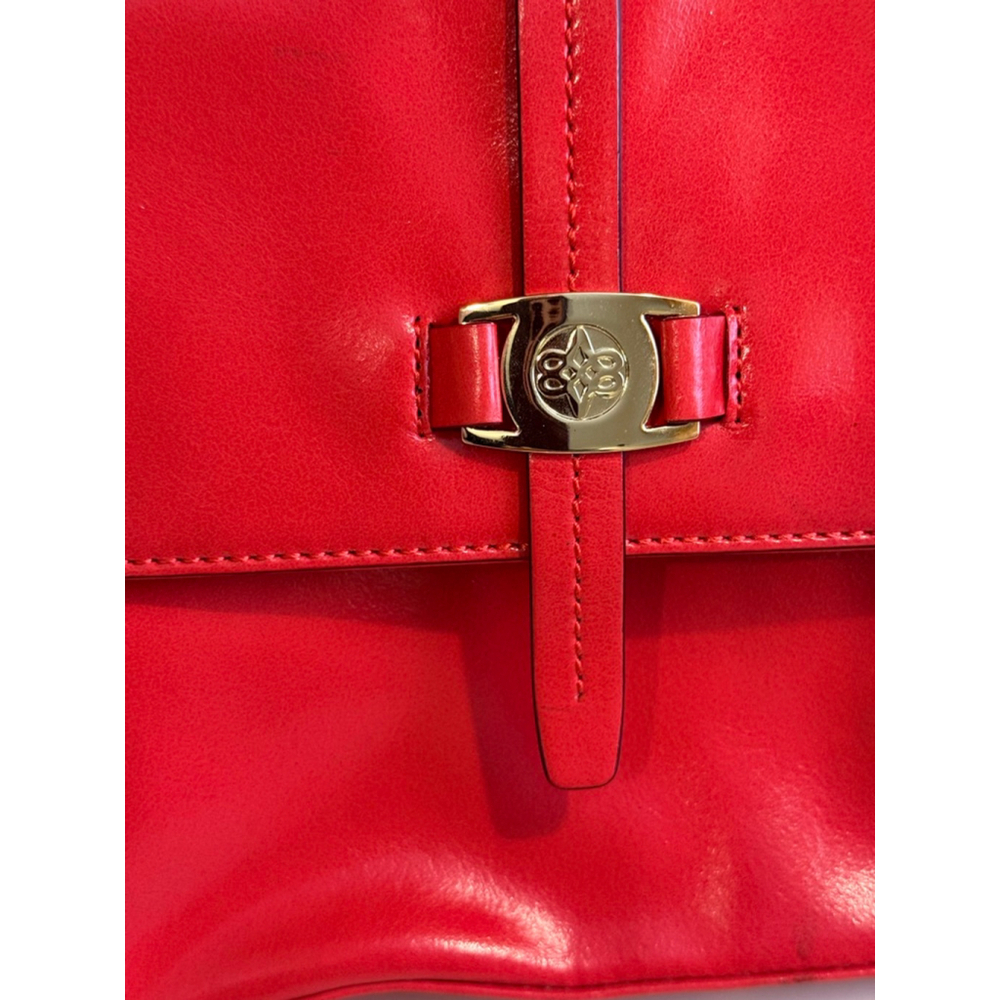 Vintage Antonio Melani Red Leather Shoulder Bag Purse Gold Hardware - Picture 8 of 11